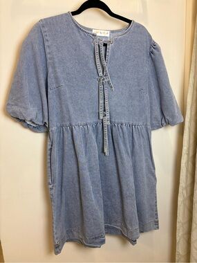 NWT Haven Grace Denim Puff Sleeve Dress
